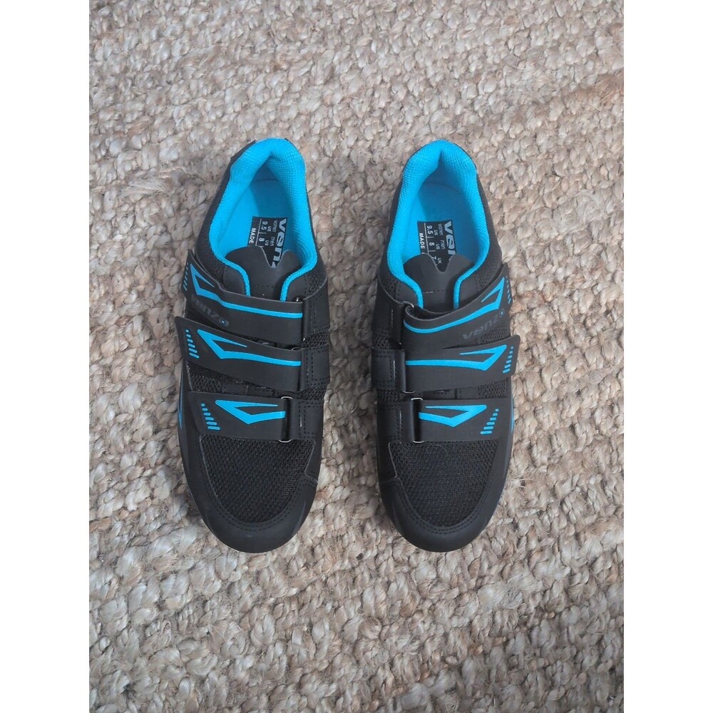 Venzo Cycling Shoes with 3 Straps in Black/Blue UNISEX Women's 9.5 Men 8